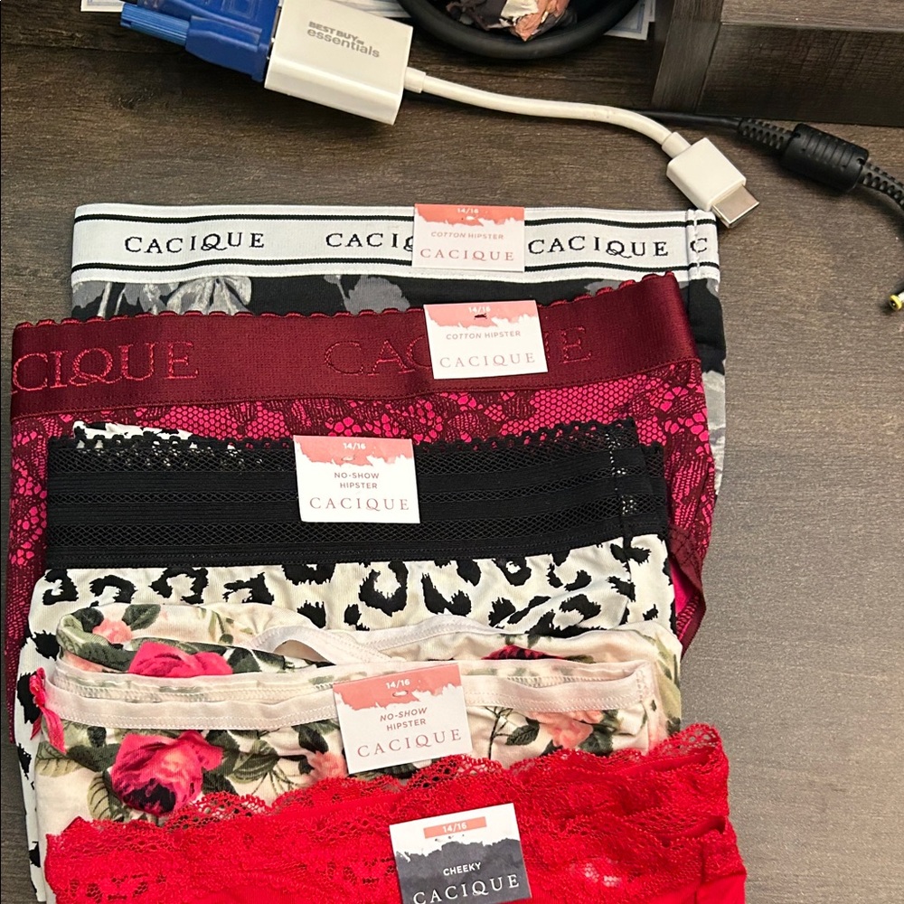 Cacique Lace and Floral Panties Hipster Panty Collection of 5